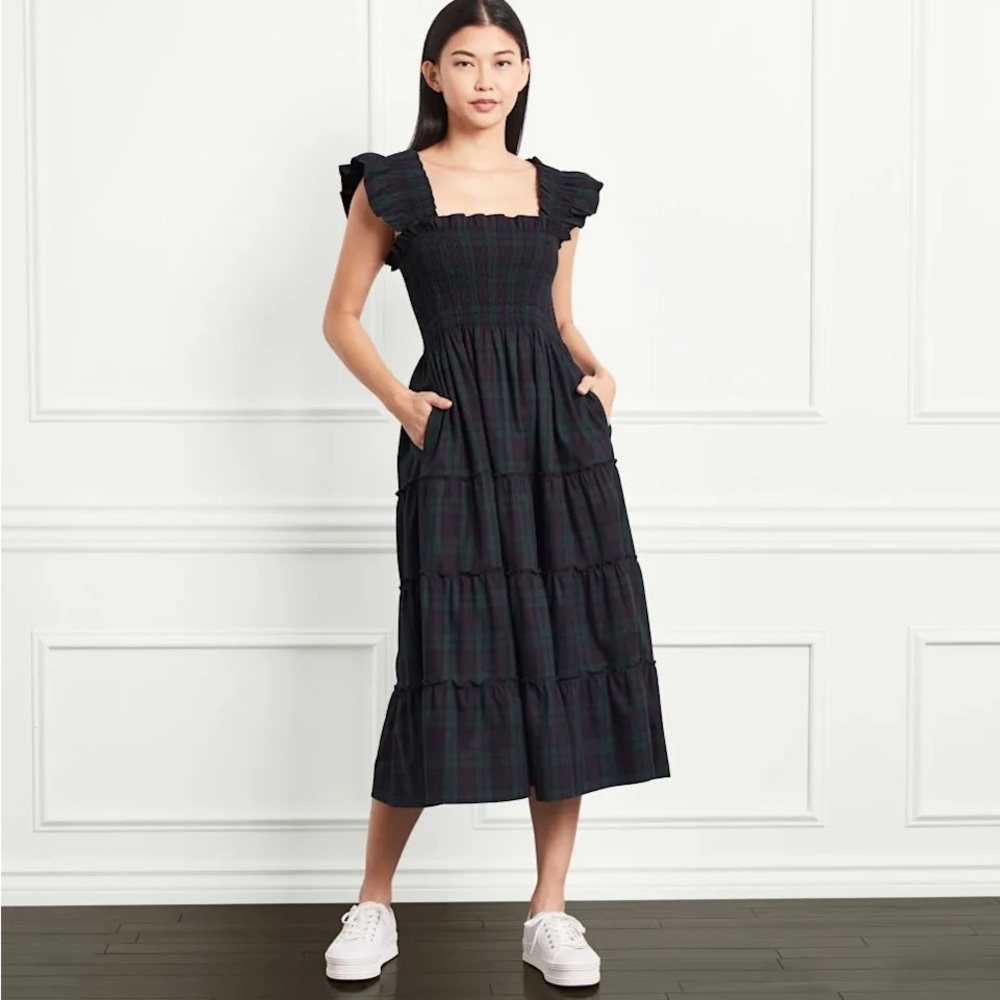 Hill House Tartan Green and Black Ellie Nap Dress